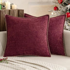 MIULEE Decorative Couch Throw Pillow Covers 20x20 Inch Burgundy Red 2 Pack | by MIULEE