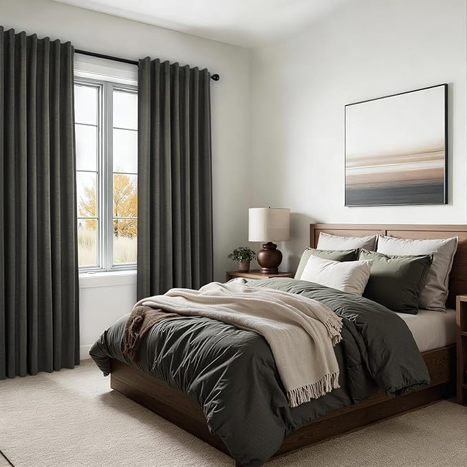 95 Inch Long Gray Blackout Curtains - Image 7