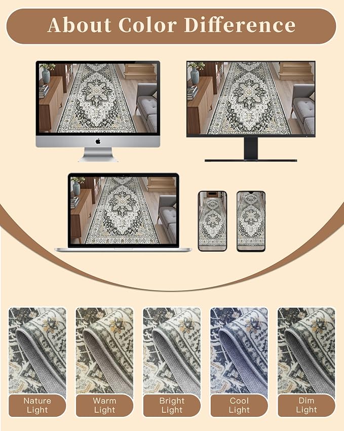 Madane 5x7 Area Rugs for Living Room, Non-Slip Washable Rug, Soft Low Pile - Image 9