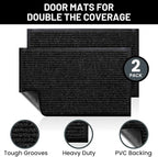 Front Door Mat, Indoor Outdoor Welcome Entryway Muddy Entrance, 30x17 Black | - Image 2