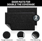 Front Door Mat, Indoor Outdoor Welcome Entryway Muddy Entrance, 48x36 Black | - Image 2