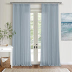 Extra Long Dusty Blue Linen Curtains 120 Inches Long 2 Panels | Coastal Sky Blue - Image 9