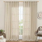 95 Inch Long Semi Sheer Linen Curtains by LAMIT