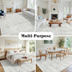 5x7 Washable Area Rug for Living Room Bedroom: Non-Slip Modern White Gray | - Image 6