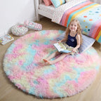 Amdrebio Rainbow Unicorn Large Round Rug 6Ft by Amdrebio