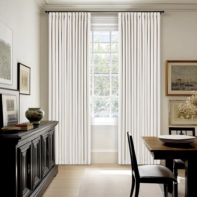 Ivory Beige White Pleated 100% Blackout Linen Curtains 90 Inches Long | Memory - Image 9