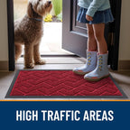 OLANLY Front Door Mat Outside 47x32, All-Season Absorbent Rubber Doormat | Wine - Image 8