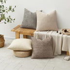 MIULEE Decorative Chenille Pillow Covers Neutral Beige 16x16 Pack of 4 | Modern - Image 4