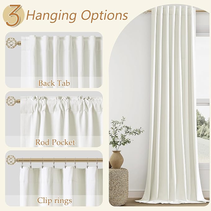 100% Blackout Linen Curtains 112 Inch Long by 52 Inch Wide 2 Panels Set - Image 6