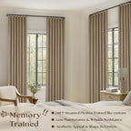 Light Brown Linen Blackout 120 Inch Curtains - Image 2