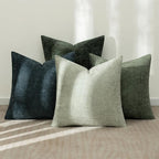 MIULEE Decorative Chenille Euro Pillow Covers Green Navy 22x22 Pack of 4 | - Image 3