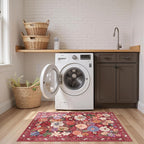 Red Floral Hallway Runner Rug 2x4 - Image 4