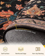 RELEANY Washable Area Rug, Water Repellent, Pet Friendly, Vintage Floral Boho - Image 4