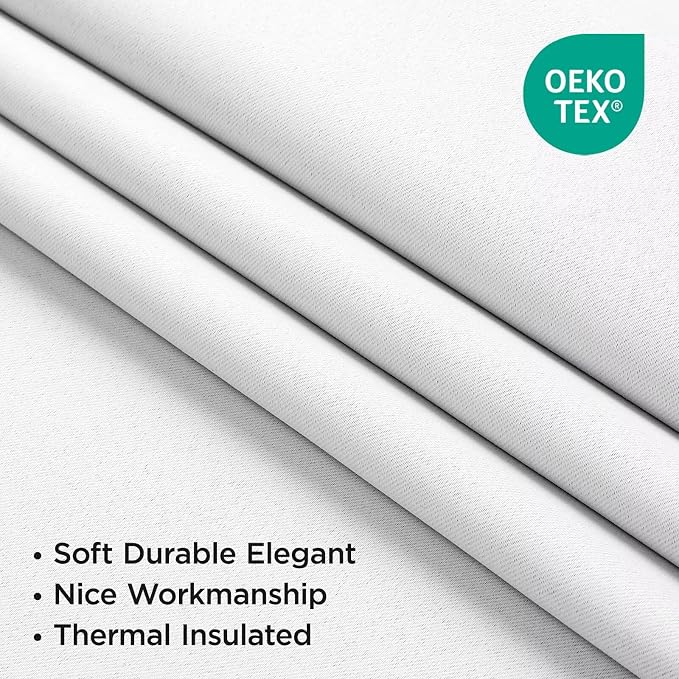 Joydeco 108 Inch 60% Blackout White Curtains 2 Panels, Elegant Semi Sheer - Image 2