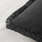 MIULEE Boho Linen Fringe Decorative Euro Throw Pillow Covers Black 24x24 | Set - Image 3
