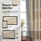 100% Blackout Linen Textured Curtains 96 Inch Long, Natural Flax | 100% - Image 8