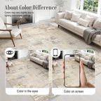 Area Rug Living Room: 3x5 Modern Washable Soft Carpet Beige Brown | - Image 6