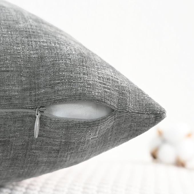 CaliTime Decorative Couch Throw Pillow Covers 24 X 24 Inches Medium Grey | Pack - Image 3