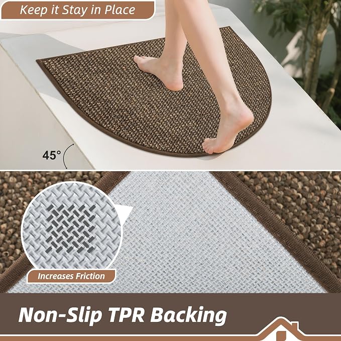 BEQHAUSE Dirt Trapper Door Mat 32" x 48" Half Circle Non Slip Rugs, Absorbent - Image 4