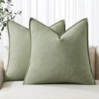 MIULEE Decorative Linen Euro Sham Pillow Covers 24x24 Sage Green | Boho by MIULEE