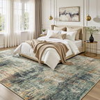 8x10 Area Rug for Living Room, Abstract Washable Large Rugs, Coffee/Green | - Image 2