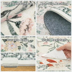 PLHXFR 2x5 Washable Runner Rug：Floral Indoor Kitchen Carpet Green Beige | - Image 7