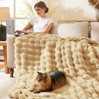 L'AGRATY Faux Rabbit Fur Throw Blanket - Image 5