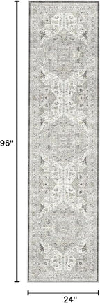 Madane Hallway Runner Rug 2x8 Washable Kitchen Rugs Non-Slip, Ivory/Brown | - Image 2