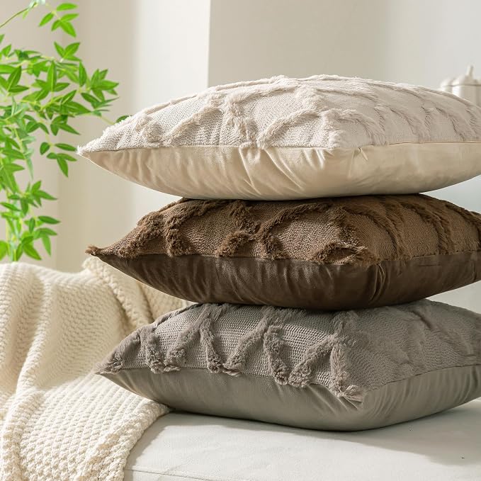 Set of 2 Soft Moroccan Throw Pillow Covers 22x22 Inch Plush Boho Decorative - Image 6