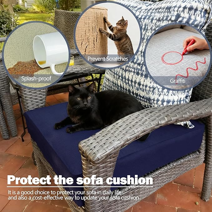 Sqodok Outdoor Cushion Covers 25x25 inch, Wicker Chair - Image 6
