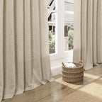 Eggshell Beige Linen Curtains 132 Inch Length - Image 5