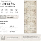 2x5 Washable Runner Rug：Modern Abstract Soft Carpet Beige Brown | - Image 2