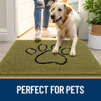 OLANLY Dog Door Mat for Muddy Paws 36x24, Paw Print Design Chenille Mud Mat | - Image 6