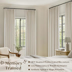 Cream Beige Linen Blackout Curtains Pinch Pleated 102 Inches Long | Memory Shape - Image 2