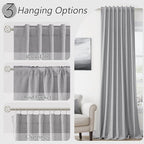 Grey 100% Blackout Curtains 63 Inch Length 2 Panels Set - Image 6