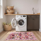 Pink Floral Hallway Runner Rug 2x4 - Image 4