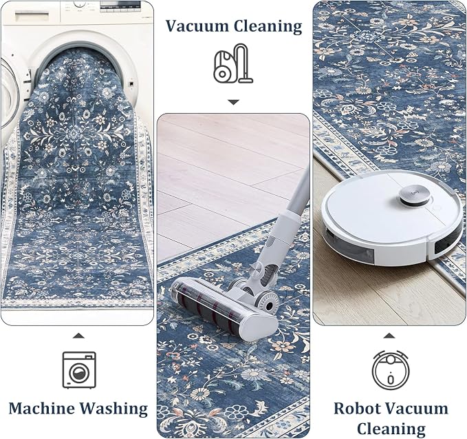 Yamaziot 2x12 Washable Hallway Runner Rug Non Slip Floral Carpet, Stain - Image 4