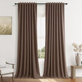 Cappuccino 100% Blackout Linen Curtains 108 Inch Length 2 Panels Set by Guken