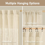 Beige Linen Curtains 72 Inches Long 2 Panels - Image 3