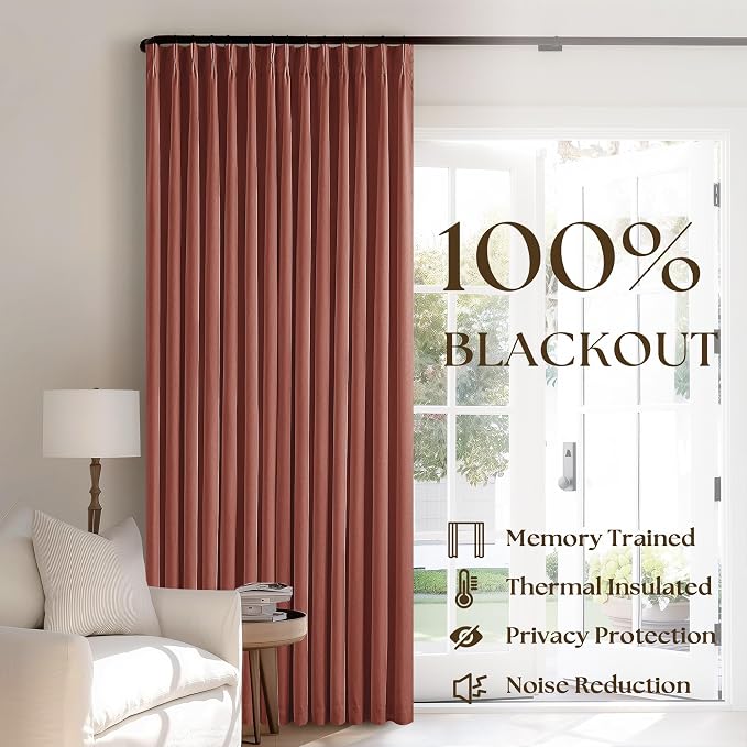Firebrick 63 Inch Blackout Pleated Linen Curtains - Image 3