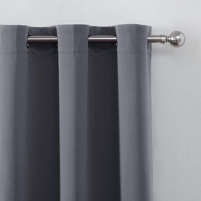 Grey Thermal Blackout Curtains/42 x 63 Inch/Set of 2 Panels Room Darkening - Image 7