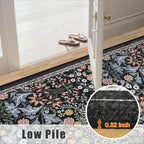 PLHXFR Area Rug 10x12 Living Room: Floral Washable Boho Carpet Dark Black | - Image 8