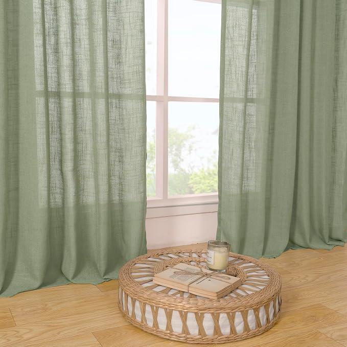Sage Green Linen Curtains 30 Inch Length - Image 9