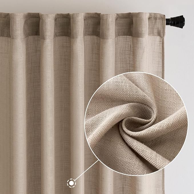 MIULEE Taupe Linen Curtains 52x96 Inch - Image 2