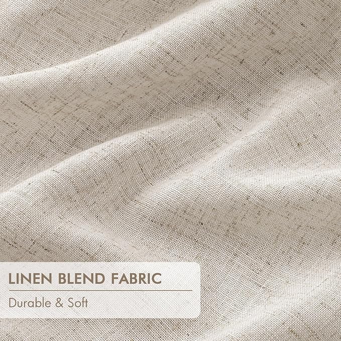 MIULEE Beige Pinch Pleated 100% Blackout Linen Curtains 40x96 Inches | Room - Image 6