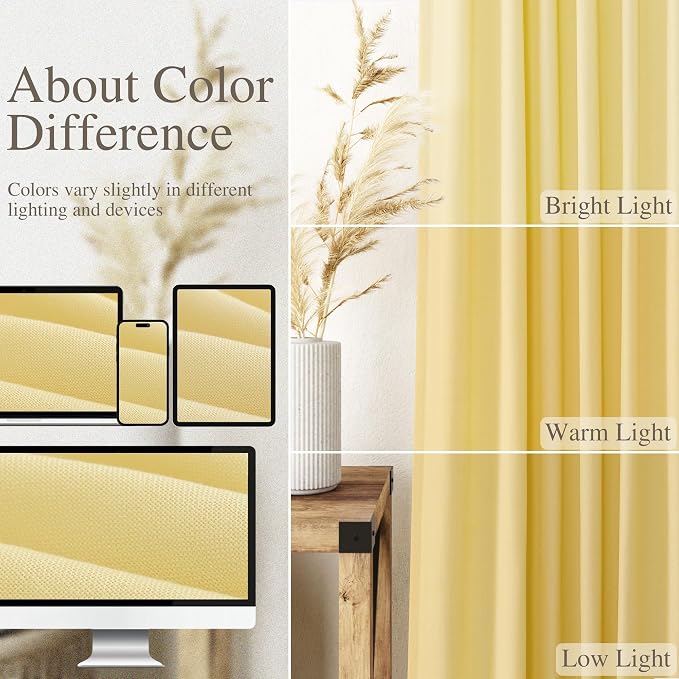 Yellow Linen Curtains 80 Inches Long - Image 4