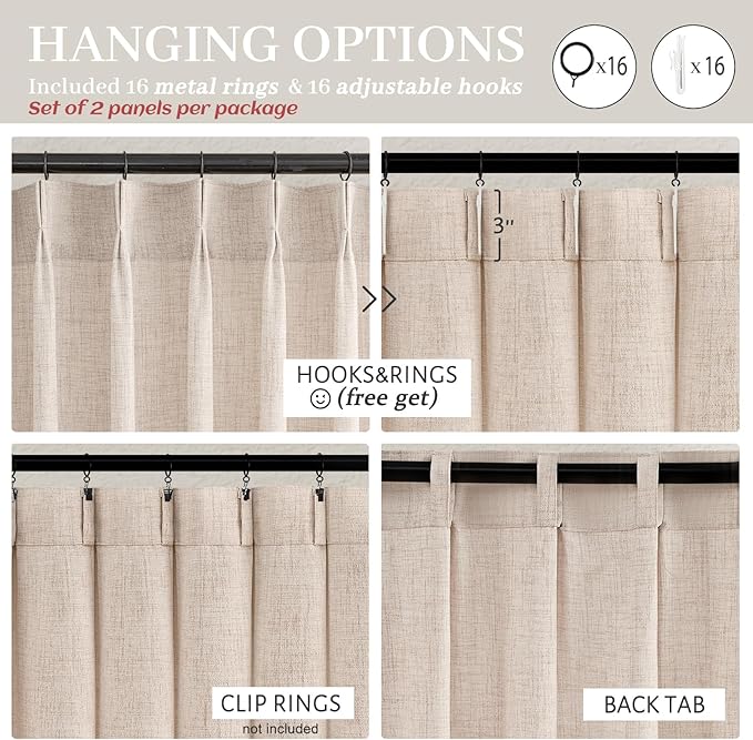 PleatedDrapes Drop Cloth Farm House Tall Curtains - Image 4