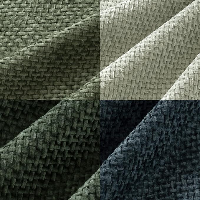 MIULEE Decorative Chenille Euro Pillow Covers Green Navy 22x22 Pack of 4 | - Image 2