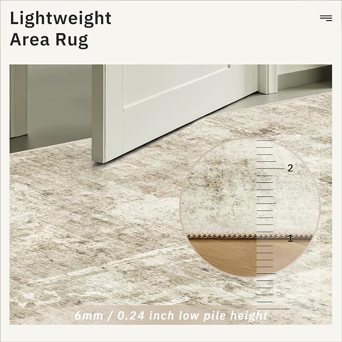 Soalmost Abstract Rug 8x12 Large Living Room Area Rugs Washable Beige/Gray | - Image 7