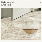 Soalmost Abstract Rug 8x12 Large Living Room Area Rugs Washable Beige/Gray | - Image 7